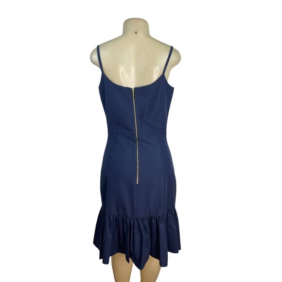Kate Spade Blue Talitha Dress With Ruffle Hem & Gold Zipper Back Size 10 - New - Picture 3 of 8